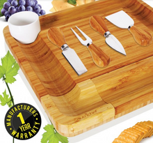 Load image into Gallery viewer, Sustainable Bamboo Cutting Board with Drawer for Knife Set | Fast Shipping from the US!