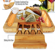 Load image into Gallery viewer, Sustainable Bamboo Cutting Board with Drawer for Knife Set | Fast Shipping from the US!