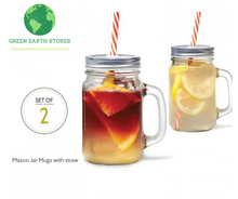 Load image into Gallery viewer, 16-Ounce Mason Jar Mugs with Reusable Straws | 2 Pack | Fast Shipping from the US!
