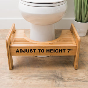 Sustainable Bamboo Potty Step | Constipation Assistant | Adjustable Potty Foot Stool w/ Tao Massager