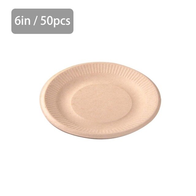 50PCS Disposable Plates Compostable Paper Tableware Set Ecological