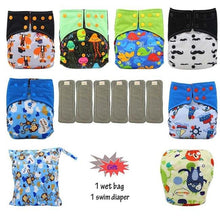 Load image into Gallery viewer, EcoFriendly Reusable Cloth Pocket Diapers | Bamboo Charcoal Inserts  | 6 Pack
