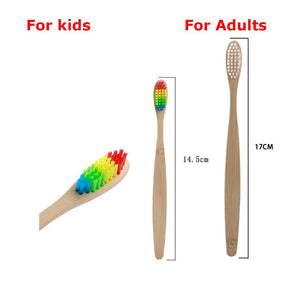 EcoFriendly Bamboo Toothbrushes | Mixed Color Soft Bristles | Adult's and Kid's