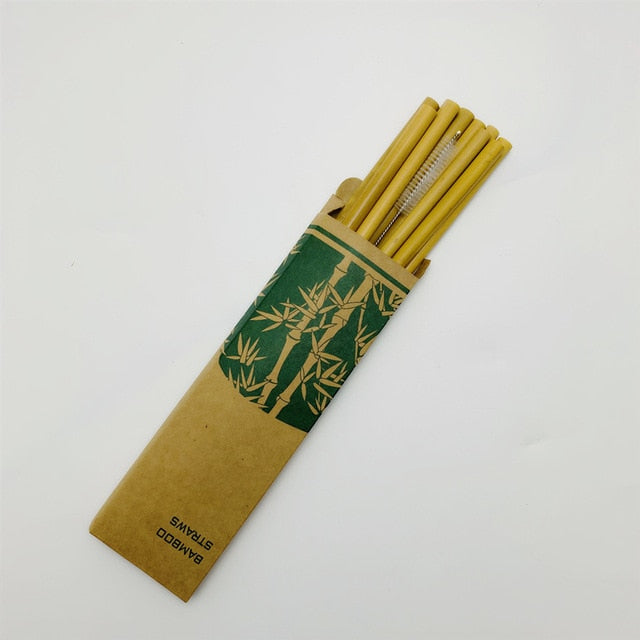 EcoFriendly Bamboo Drinking Straws | 10 pcs. Set with Cleaning Brush | Sustainable | Reusable
