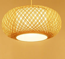 Load image into Gallery viewer, Sustainable Bamboo Garden Wicker Rattan Cage Pendant Light Fixture
