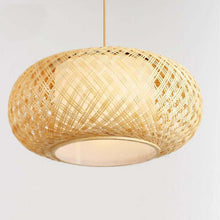 Load image into Gallery viewer, Sustainable Bamboo Garden Wicker Rattan Cage Pendant Light Fixture
